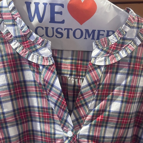 Talbots Plaid Ruffle Blouse - Picture 2 of 7